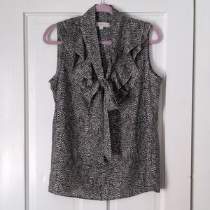 Black & Gray Patterned Sleeveless Blouse - NWOT